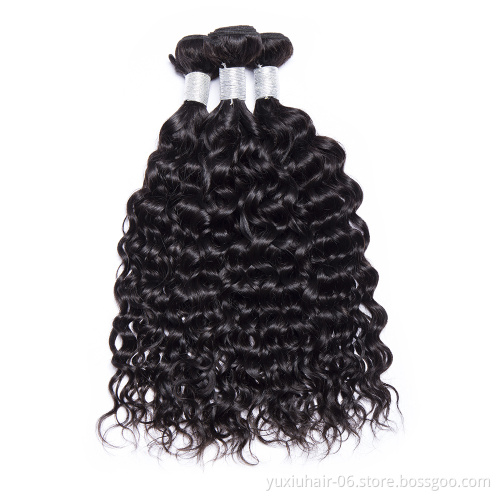 Water Wave Bundles With Closure Brazilian Remy Hair Weave Bundles Human Hair Bundles Thick 100% Human Virgin Hair Extension